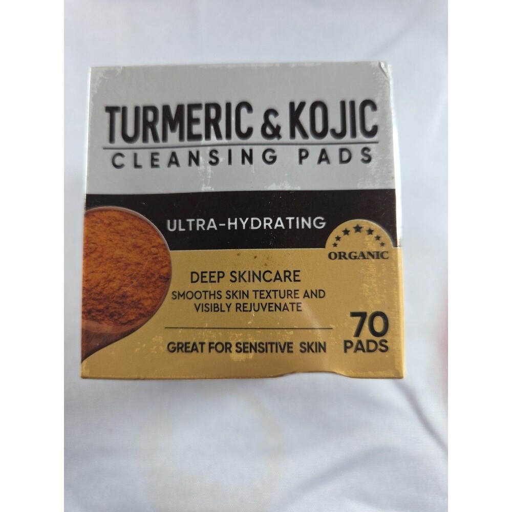 TURMERIC & KOJIC CLEANSING PADS ULTRA-HYDRATING ORGANIC 70 COUNT EXP 10/27